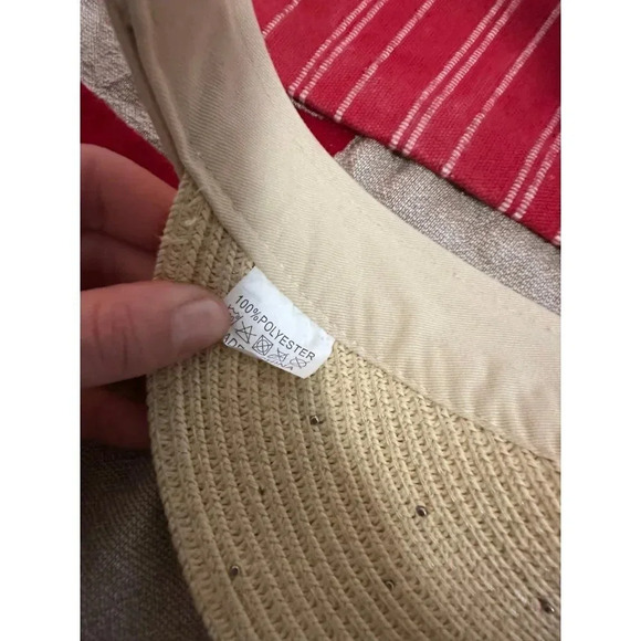 Unisex Y2K Style Pearl decorated Straw Hat Visor - Picture 5 of 7